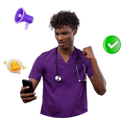 Healthcare professional celebrating